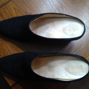 7M Black Suede Wedged Heel